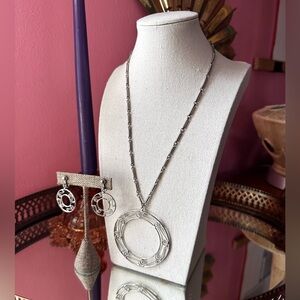 1970's Celebrity NY Grecian Chic Circle Scrollwork Frame Jewelry Set